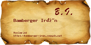 Bamberger Irén névjegykártya